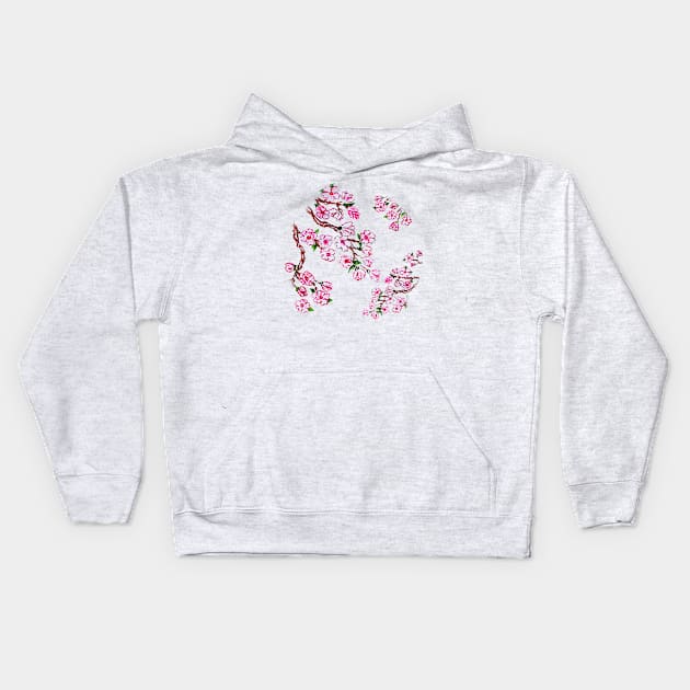 Sakura Branch art Kids Hoodie by AnnArtshock